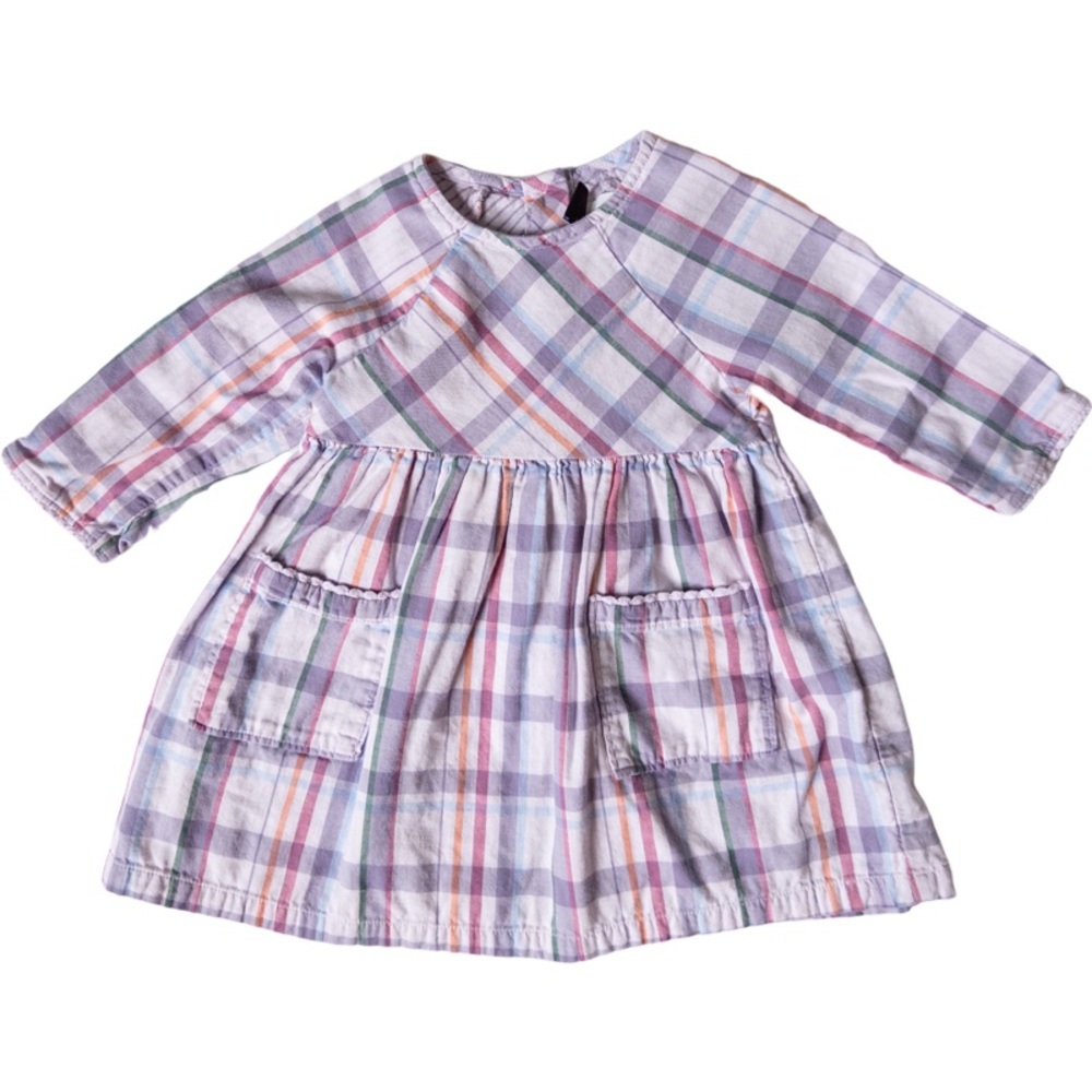Tea Collection Long-Sleeve Purple Plaid Dress Size 18-24M